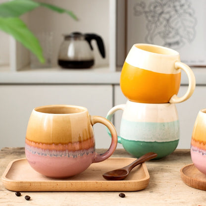 420ml Big Belly Mug Household Ceramic Water Cup Drinking Cup Girls Creative Kiln Baked Color Matching Tea Cup - The Number 1 Things