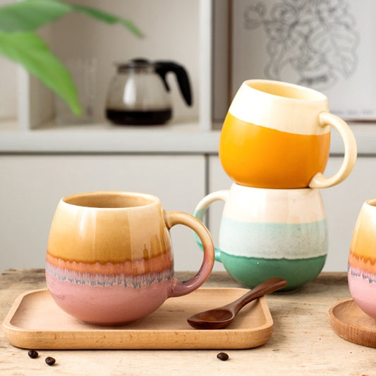 420ml Big Belly Mug Household Ceramic Water Cup Drinking Cup Girls Creative Kiln Baked Color Matching Tea Cup - The Number 1 Things
