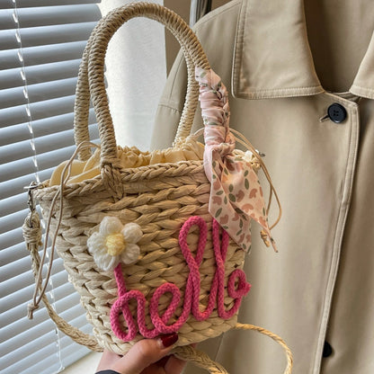 Woven Handbag Women's Fashion Letter Straw Cross Body Bag - The Number 1 Things