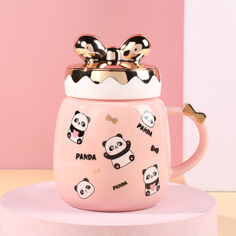 Cartoon Cute Ceramic Cup Printing Mug Color Bow Cup Lid - The Number 1 Things
