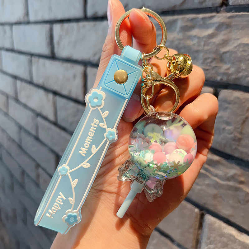 Decorative Pendant Cute Lollipop Bubble Beads Oil Quicksand Drift Bottle Keychain - The Number 1 Things
