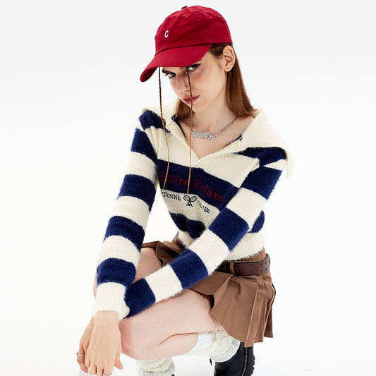 Striped Short Style Sweater Loose Korean Style Lazy Style - The Number 1 Things