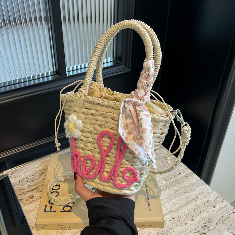 Woven Handbag Women's Fashion Letter Straw Cross Body Bag - The Number 1 Things