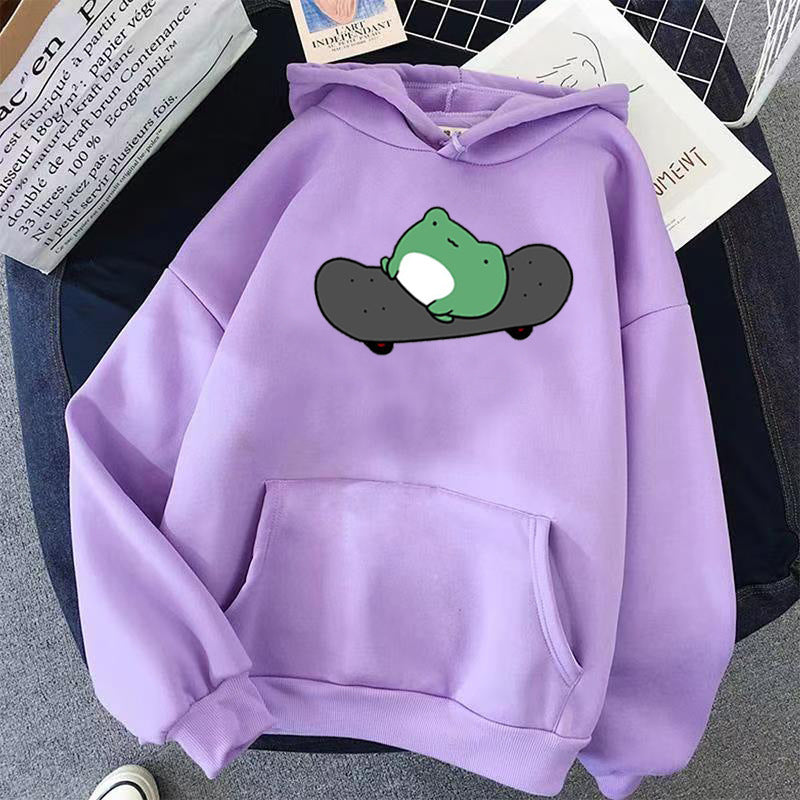 Skateboard Frog Long-sleeved Fleece Sweatshirt - The Number 1 Things