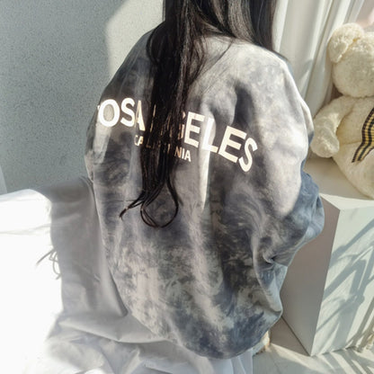 Tie-dyed Sweater Women's Cotton Loose Korean Top All-match Letters Spring And Autumn - The Number 1 Things