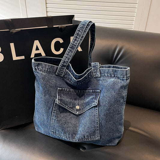 Denim Shoulder Bag Large Capacity Shopping Bag Tote Bag - The Number 1 Things
