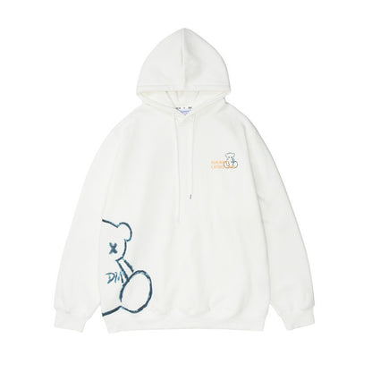 Bear Print Hooded Sweatshirt Men