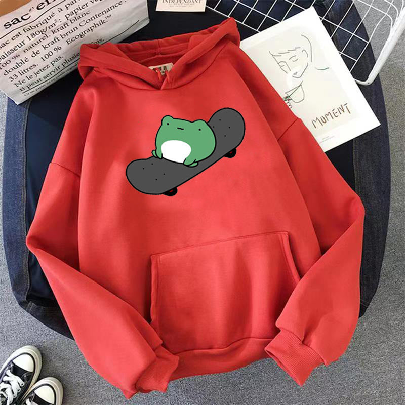 Skateboard Frog Long-sleeved Fleece Sweatshirt - The Number 1 Things