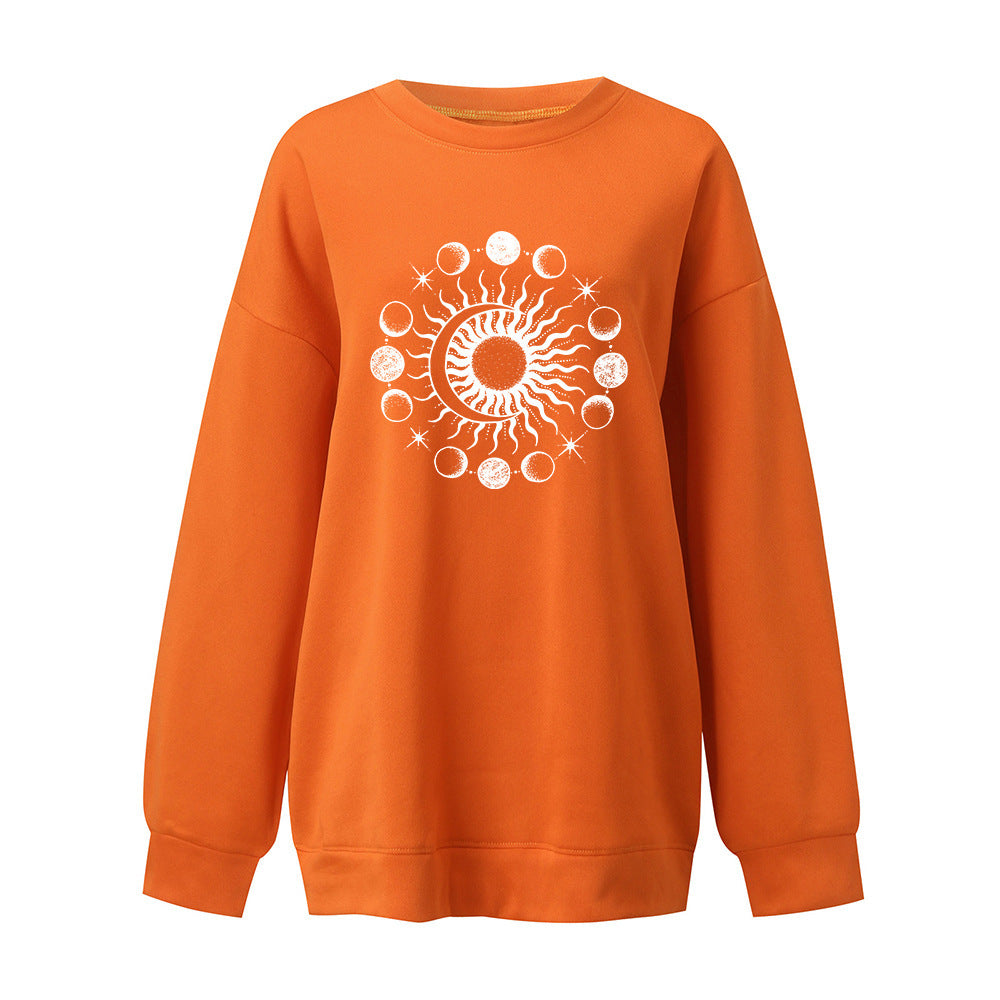 Starry Sky Sun And Moon Printing European And American Mysterious Third Eye Drop-shoulder Long-sleeve Sweater - The Number 1 Things