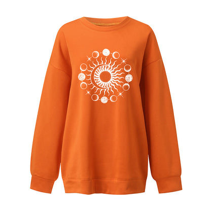 Starry Sky Sun And Moon Printing European And American Mysterious Third Eye Drop-shoulder Long-sleeve Sweater - The Number 1 Things