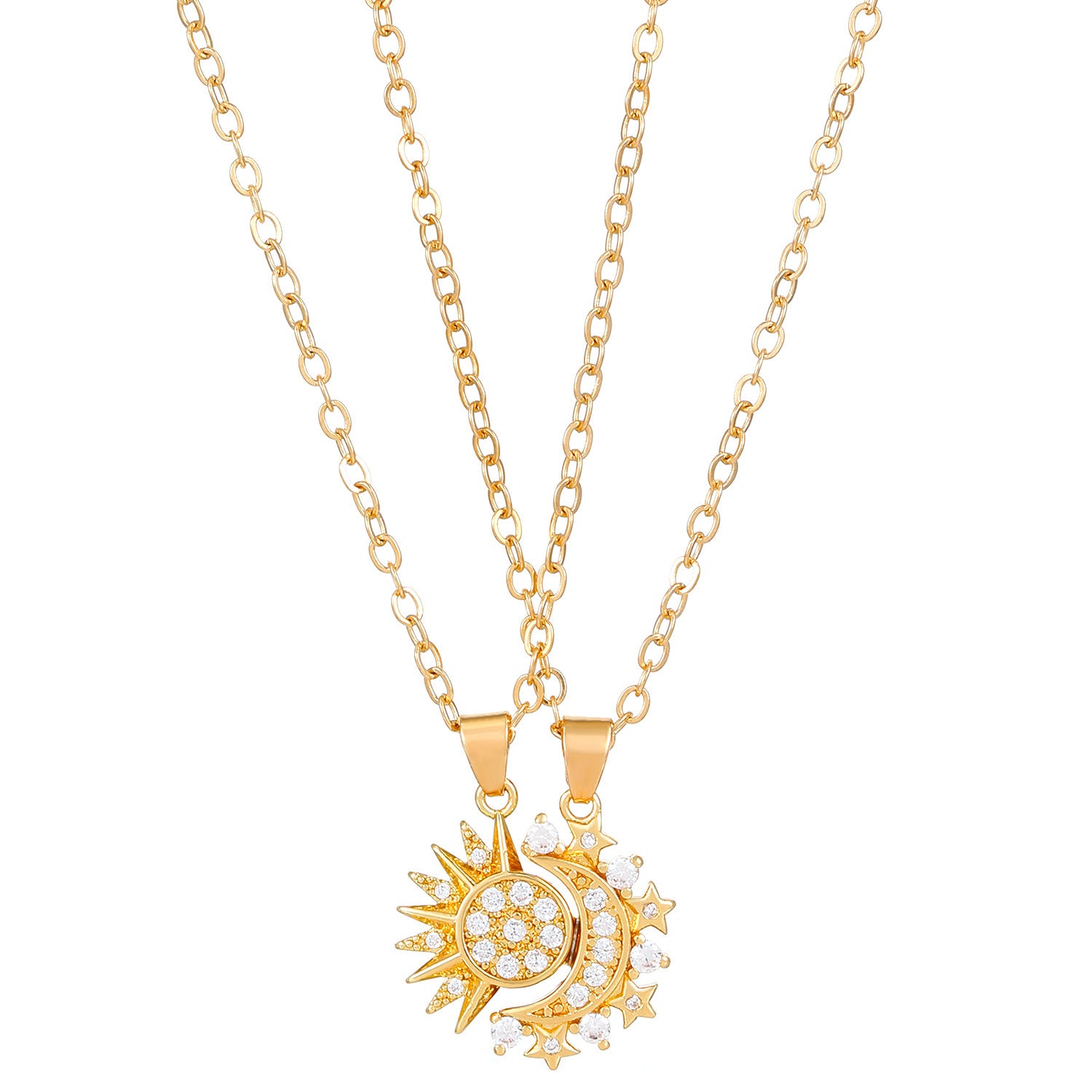 2pcs Necklace Sun And Moon Magnetic Pendant Clavicle Chain Necklace For Couple Lovers - The Number 1 Things