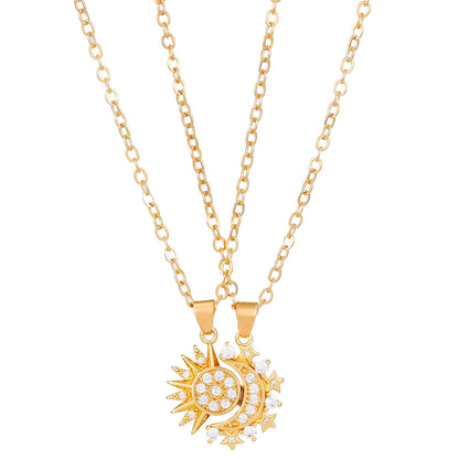 2pcs Necklace Sun And Moon Magnetic Pendant Clavicle Chain Necklace For Couple Lovers - The Number 1 Things