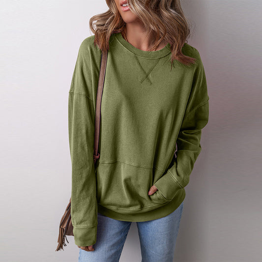 Casual Loose Shoulder Long Sleeve Bottoming Shirt For Women - The Number 1 Things