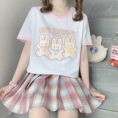 Tutu Print Summer New Cute Soft Girl Sweet Loose Short-sleeved T-shirt Women Pure Cotton T-shirt