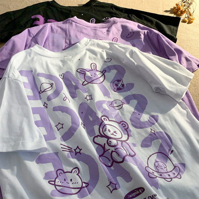 New Letter Print Short-sleeved T-shirt - The Number 1 Things