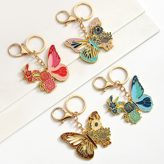 Creative Personality Brass Ancient Style Hollow Flower Butterfly Keychain Pendant - The Number 1 Things