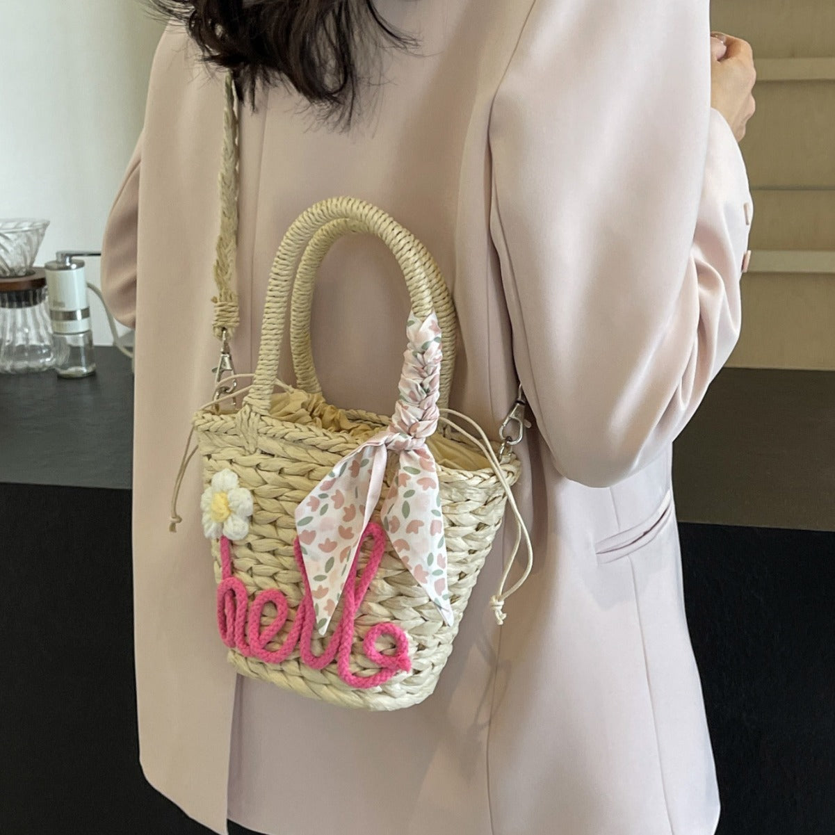 Woven Handbag Women's Fashion Letter Straw Cross Body Bag - The Number 1 Things