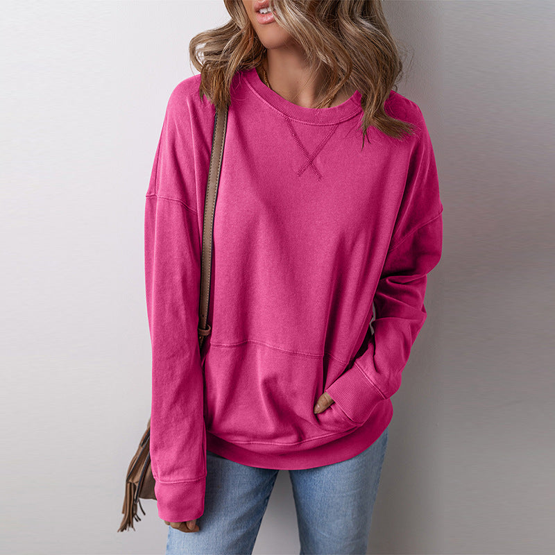 Casual Loose Shoulder Long Sleeve Bottoming Shirt For Women - The Number 1 Things