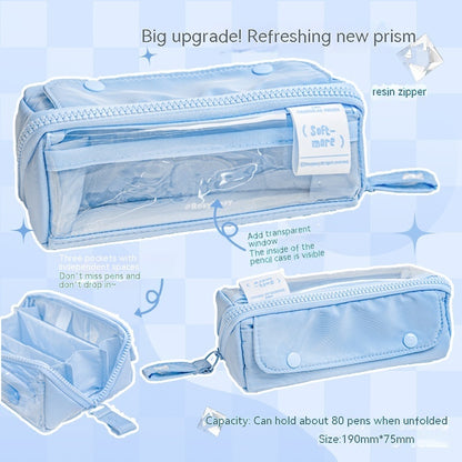 Prism Partition Korean-style Large-capacity Visual Student Pencil Case