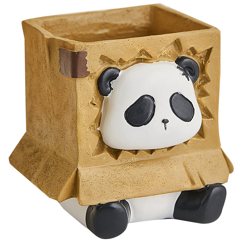 Cute Panda Pen Holder Creative Office Desk Ornaments Decoration Supplies Storage Box