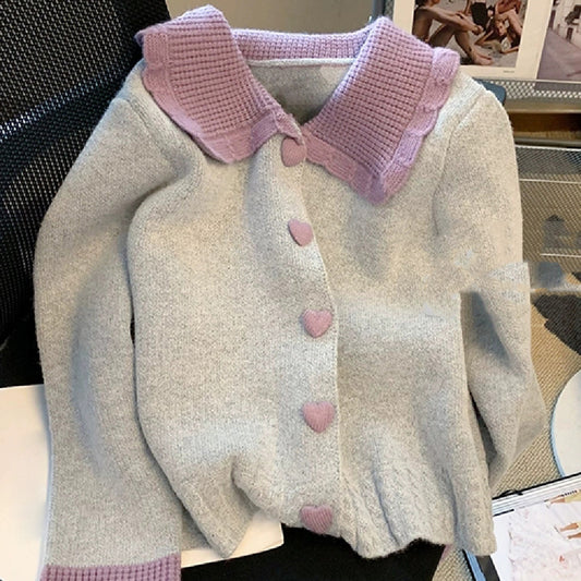 Sweetheart Age Reducing Thickened Love Button Sweater - The Number 1 Things