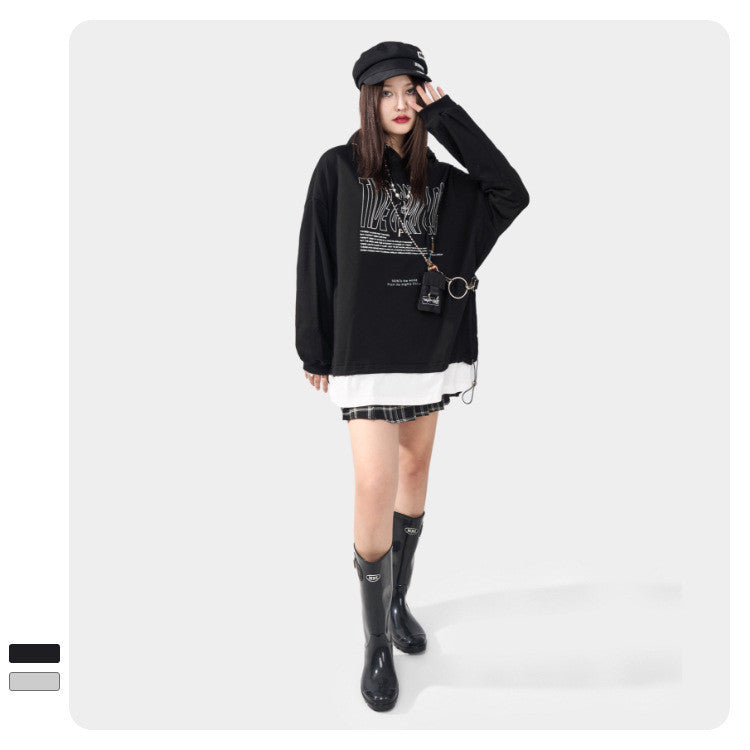 Temperament And Comfort Letter Printed Hooded Sweatshirt - The Number 1 Things