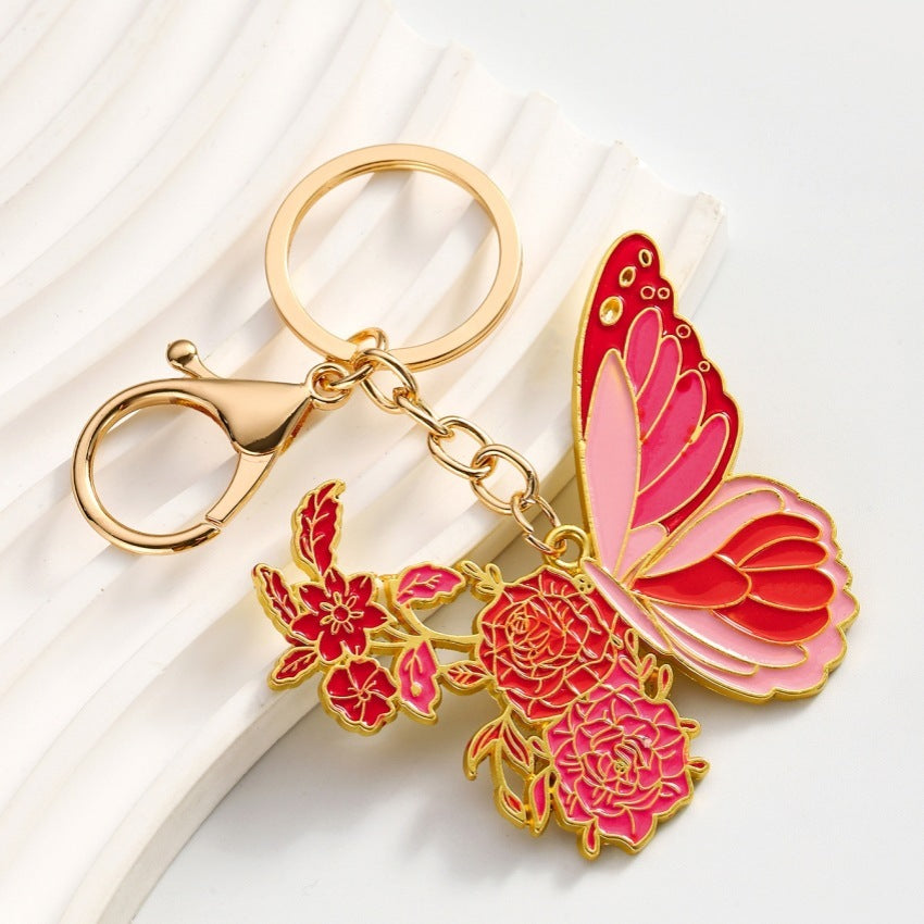 Creative Personality Brass Ancient Style Hollow Flower Butterfly Keychain Pendant - The Number 1 Things