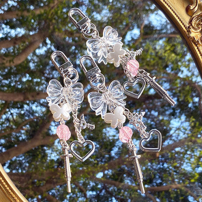 Y2K Sweet Transparent Bow Bead Phone Chain Keychain Pendant - The Number 1 Things
