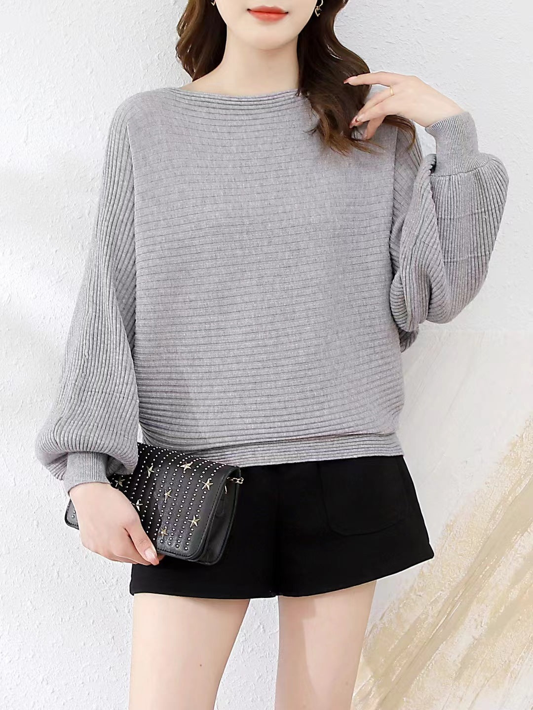 Lantern Sleeve Sweater Underwear Off-shoulder Collar - The Number 1 Things