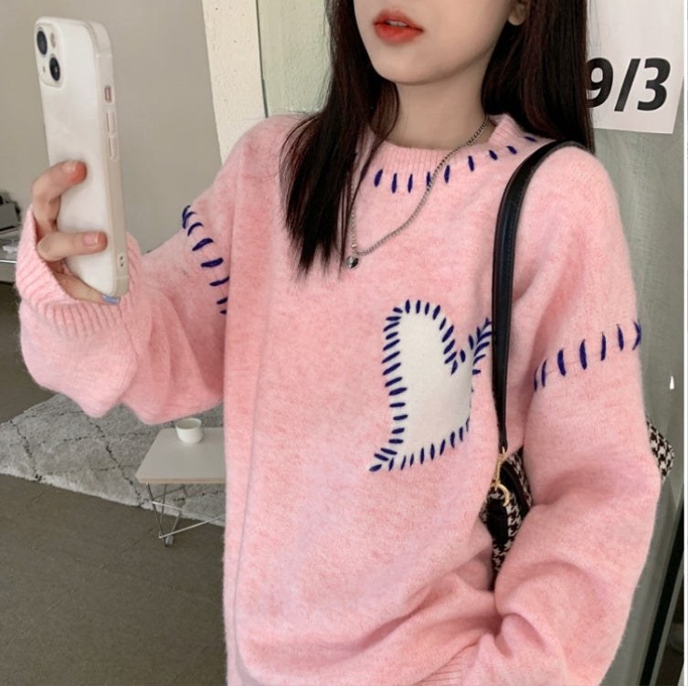 Casual Loose Women's Love Pullover Thick Sweater - The Number 1 Things