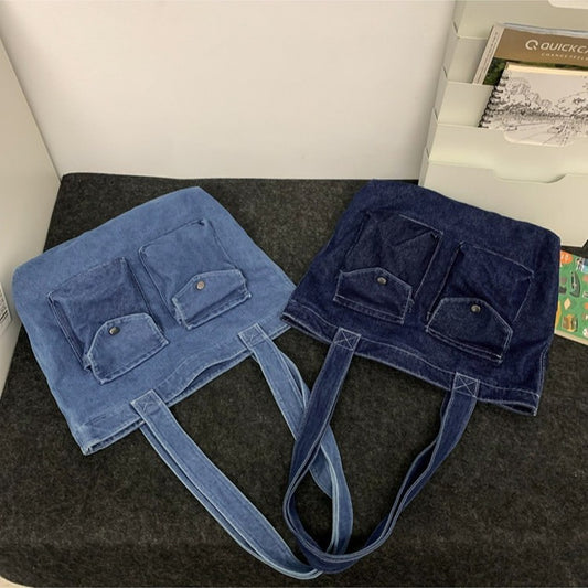 Retro Washed Denim Shoulder Underarm Bag - The Number 1 Things