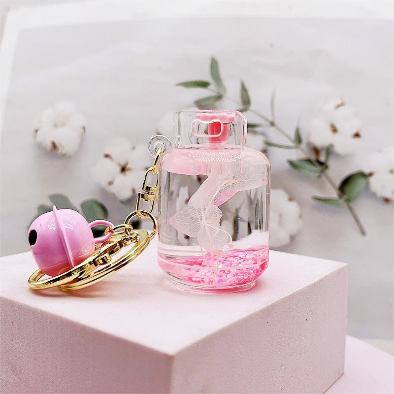 Creative Acrylic Dried Flower Oil Keychain Preserved Liquid Oil Quicksand Handbag - The Number 1 Things