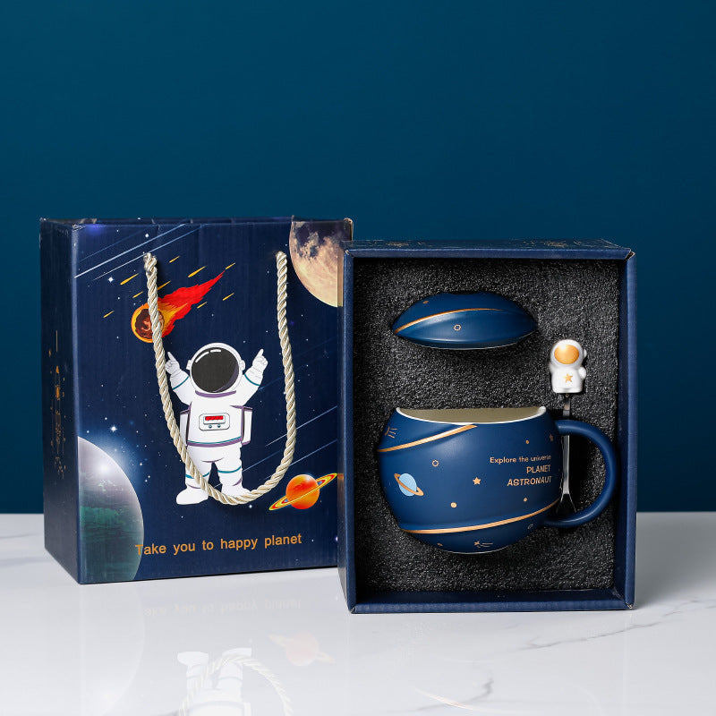 Creative New Ceramic Spaceman Mug With Lid Spoon - The Number 1 Things