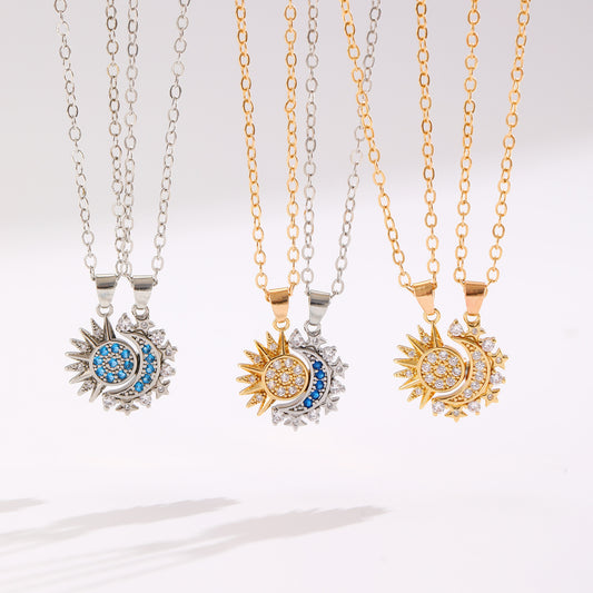 2pcs Necklace Sun And Moon Magnetic Pendant Clavicle Chain Necklace For Couple Lovers - The Number 1 Things