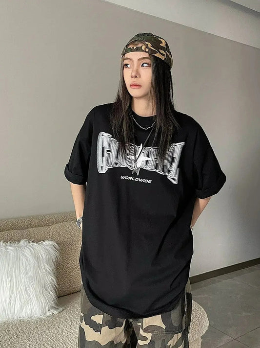 Gothic Style European And American Printed Round Neck Loose T-shirt Short Sleeve - The Number 1 Things